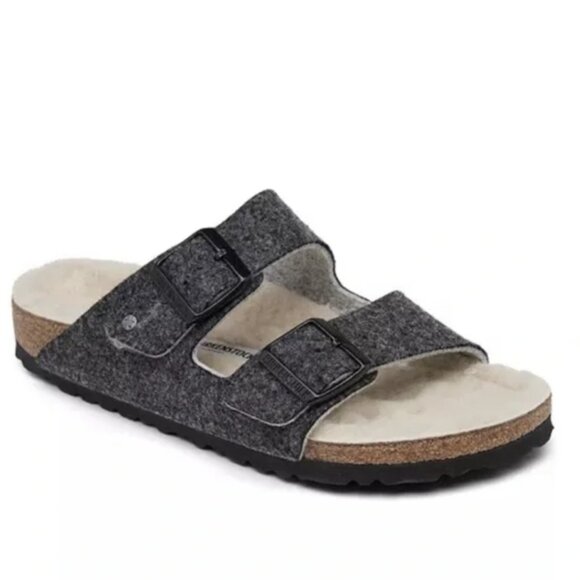 Birkenstock Women's Arizona Wool Felt Shearling Sandals Size 10 - Picture 1 of 8